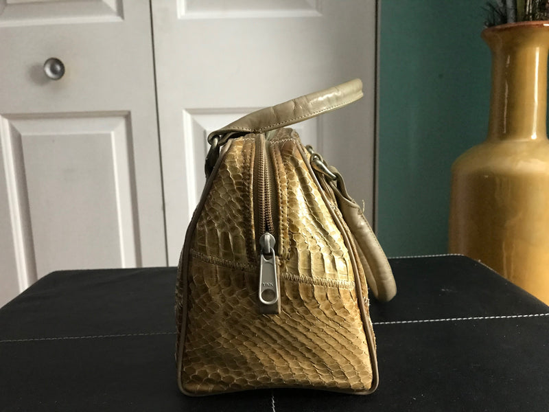 Snakeskin Purse Golden Brown Tans Patchwork Reptile