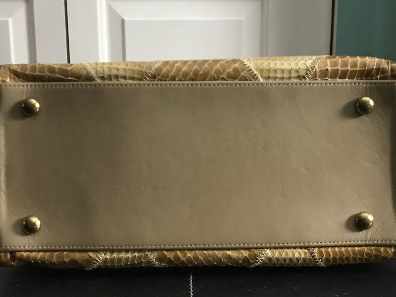 Snakeskin Purse Golden Brown Tans Patchwork Reptile
