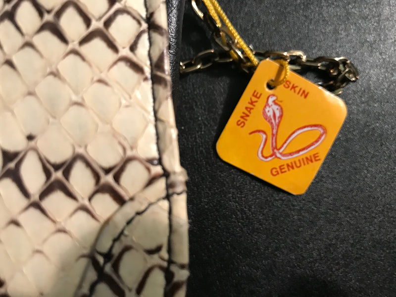 Genuine Vintage Snakeskin Tan clutch  with gold chain