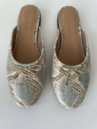 The Adelle Madewell Ballet Mule in Snake Embossed Leather size 7