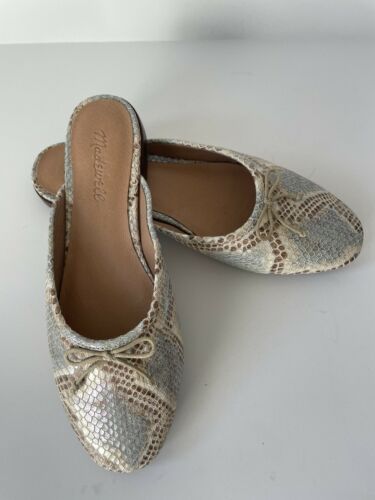 The Adelle Madewell Ballet Mule in Snake Embossed Leather size 7