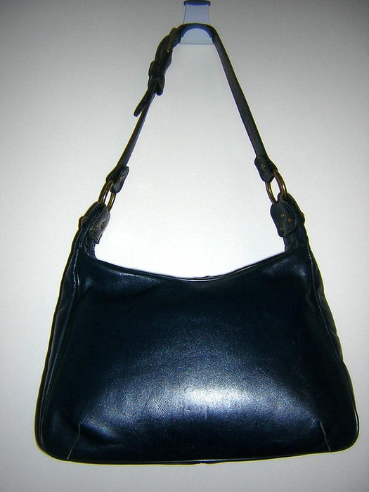 Vintage 1980s ETIENNE AIGNER navy blue leather purse, handbag, shoulder bag