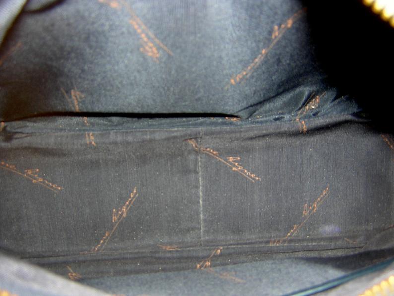 Eitenne Aigner Navy blue Leather 70's Shoulder Bag Horseshoe Logo  Adjustable Strap