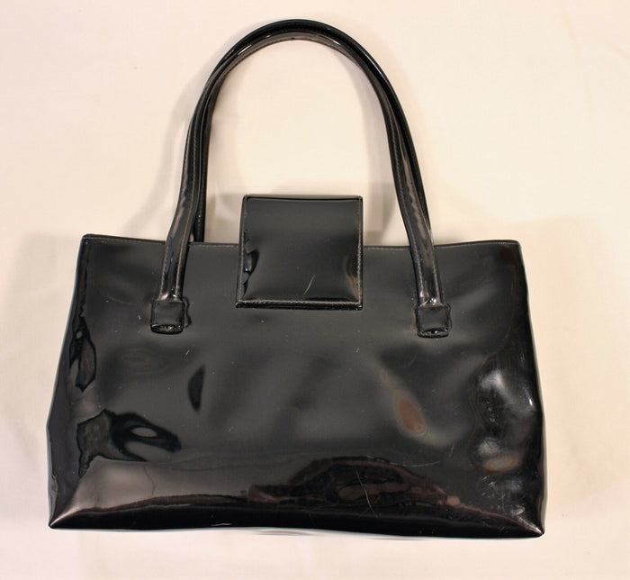 Vintage Crown Lewis Black Patent Leather 1960's Kelly Bag