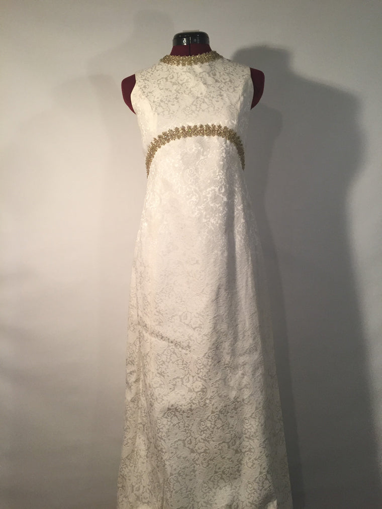Vintage Cream Gold Trimmed Gown