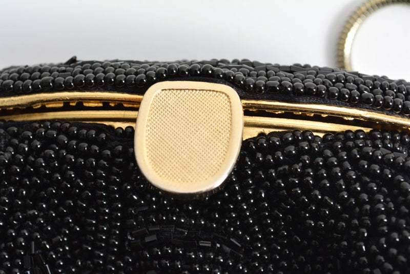 La Regale Clutch Purse Black Beaded