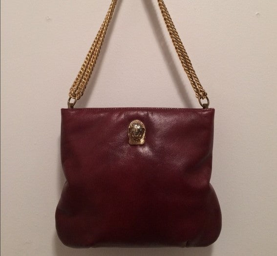Vintage Ruth Saltz Burgundy Leather handbag 70's