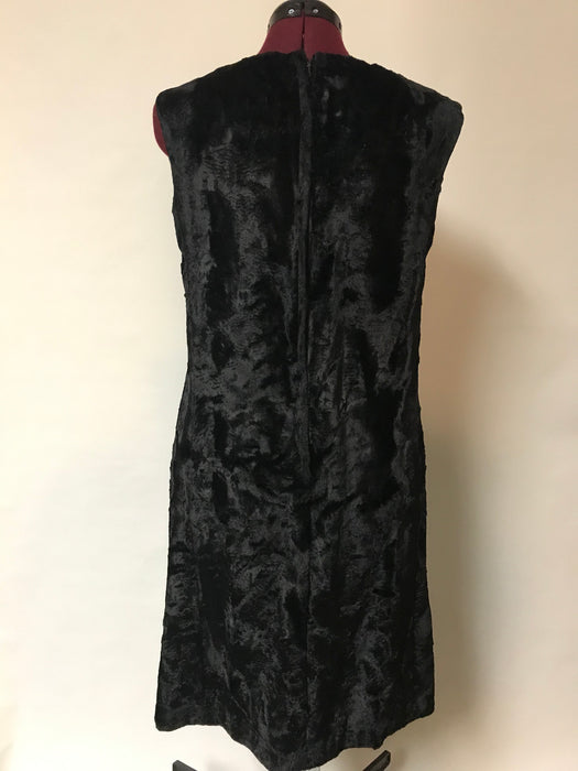 Black faux fur mod A-Line / shift dress