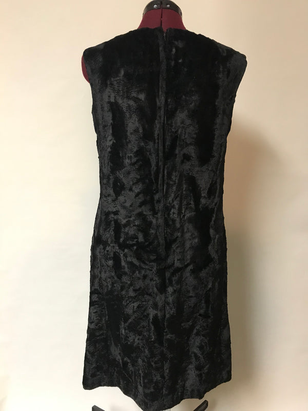 Black faux fur mod A-Line / shift dress