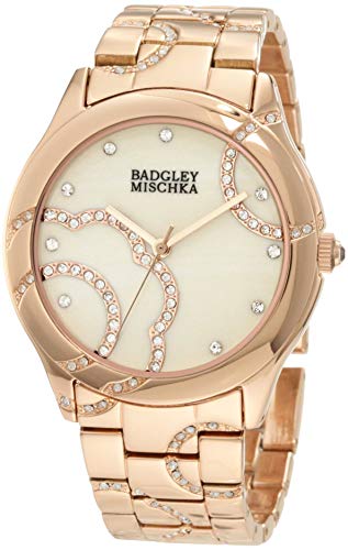 Badgley Mischka Women's BA/1200CMRG Swarovski Crystals Accented Rosegold-Tone Bracelet Watch