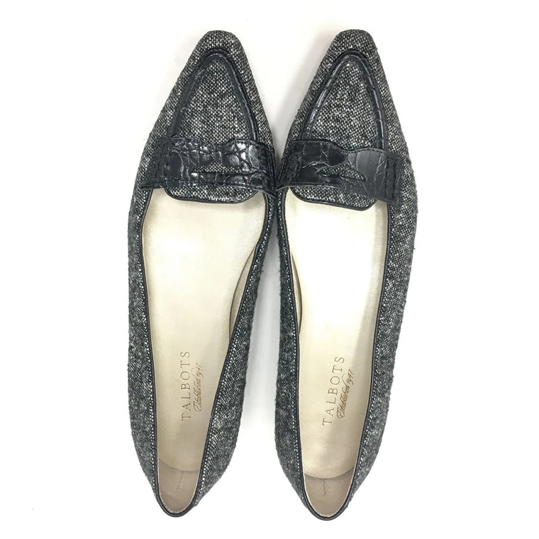 Women's Talbots Ballet Flats Loafers Shoes Size 8.5B Black White Career