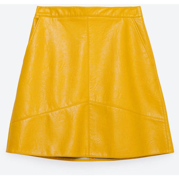 Zara faux leather skirt in yellow