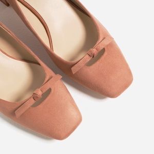 Zara Basic Suede Pumps with small bow