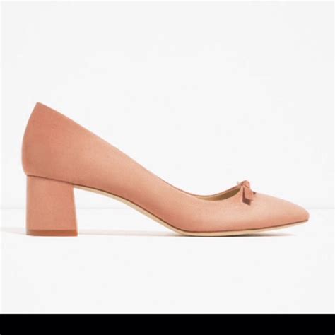 Zara Basic Suede Pumps with small bow