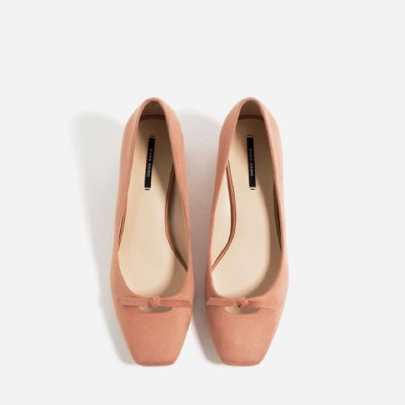 Zara Basic Suede Pumps with small bow