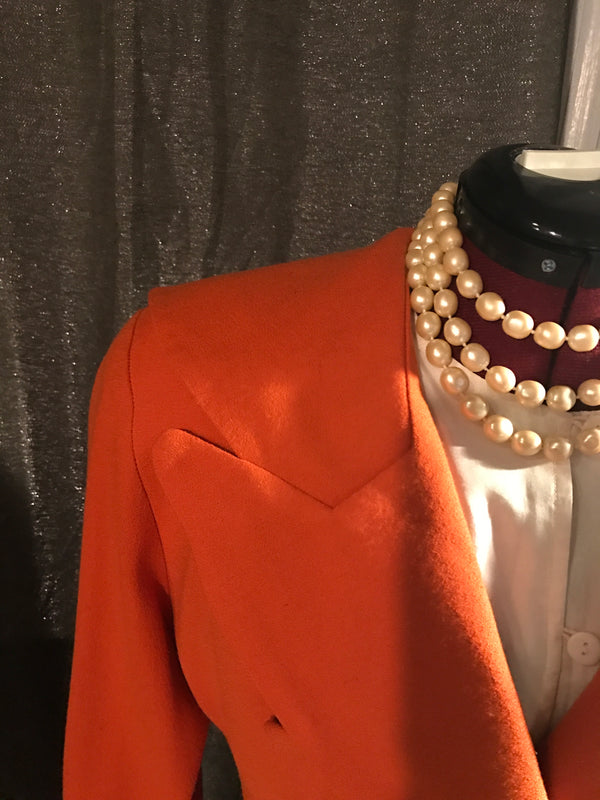 Expressions Orange Double Breasted Skirt Suit
