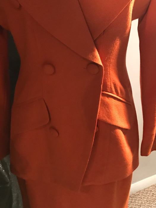 Expressions Orange Double Breasted Skirt Suit