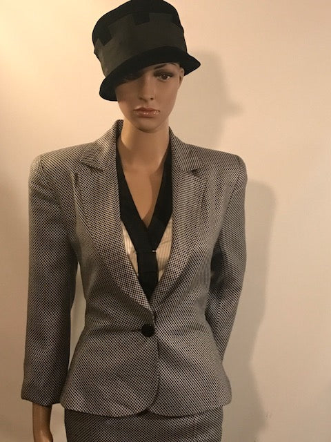 Vintage 80's Christian Dior single button Houndstooth suit