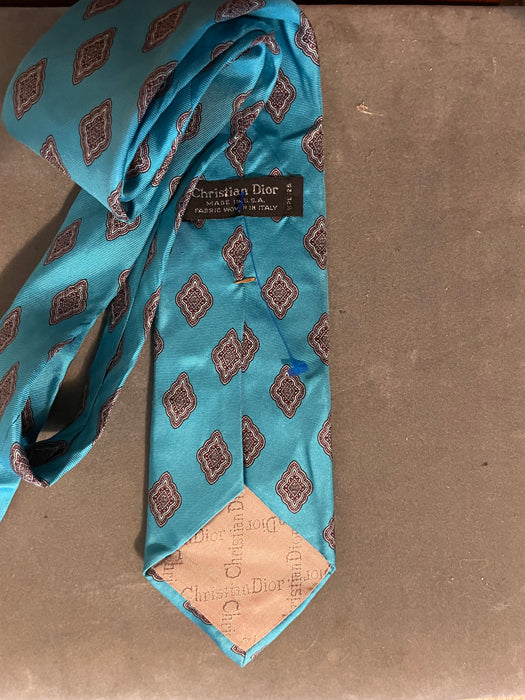 CHRISTIAN DIOR Vintage Blue and Gray Tie