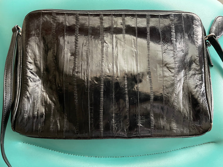 Vintage eel skin leather clutch. 1980-th shoulder bag