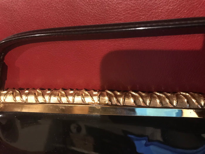 After Five Vintage Black Patent Purse - Gold and Black Hinged frame