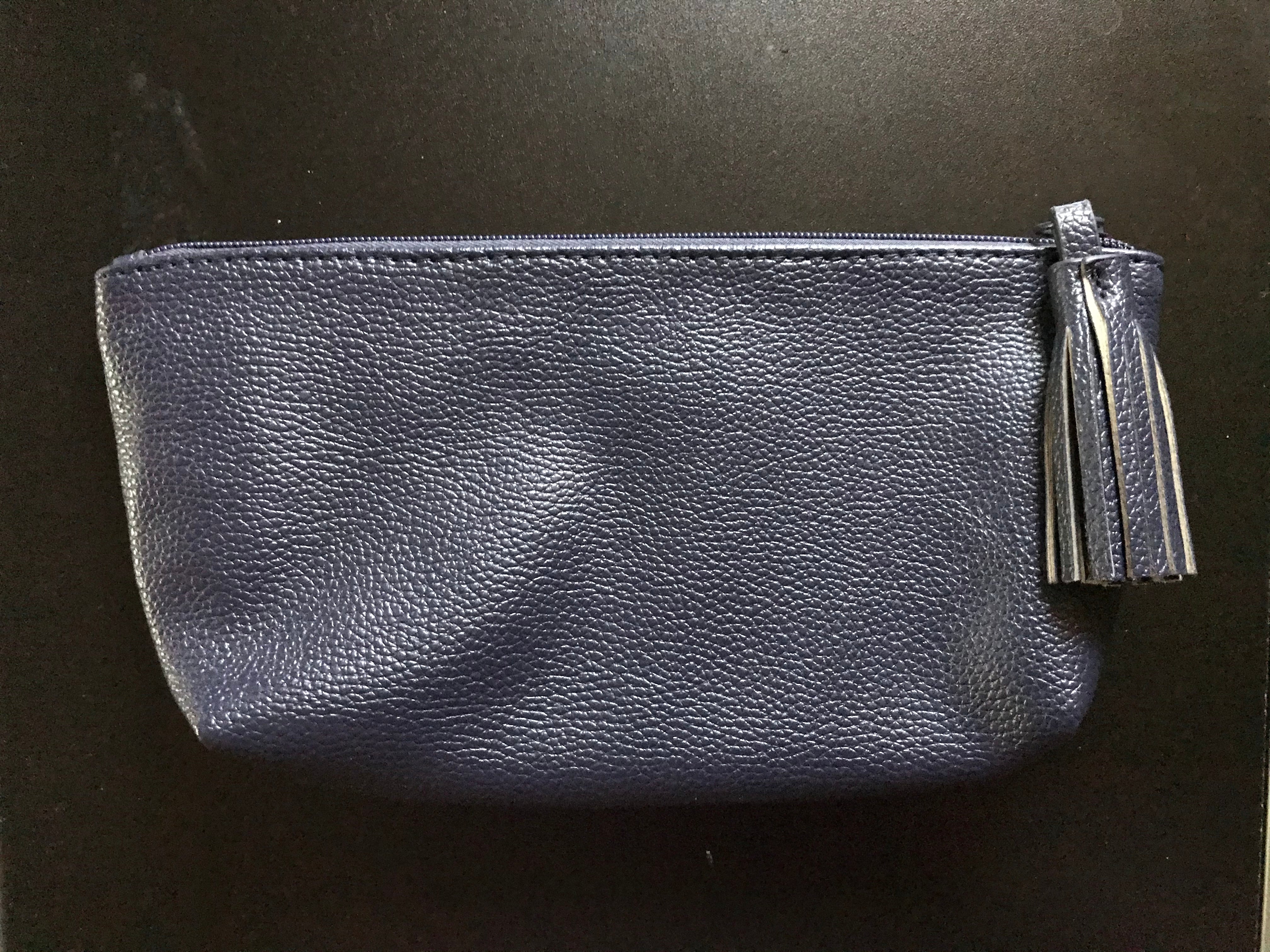 Neiman Marcus Blue Faux Leather Makeup Cosmetic Clutch Bag
