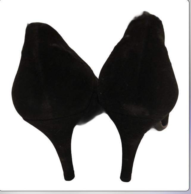 Black Strapalong Suede Heels Formal Shoes