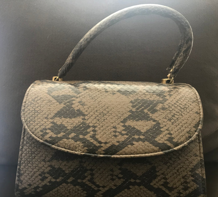 1960s Faux Snakeskin Box Purse: Vintage Handbag,