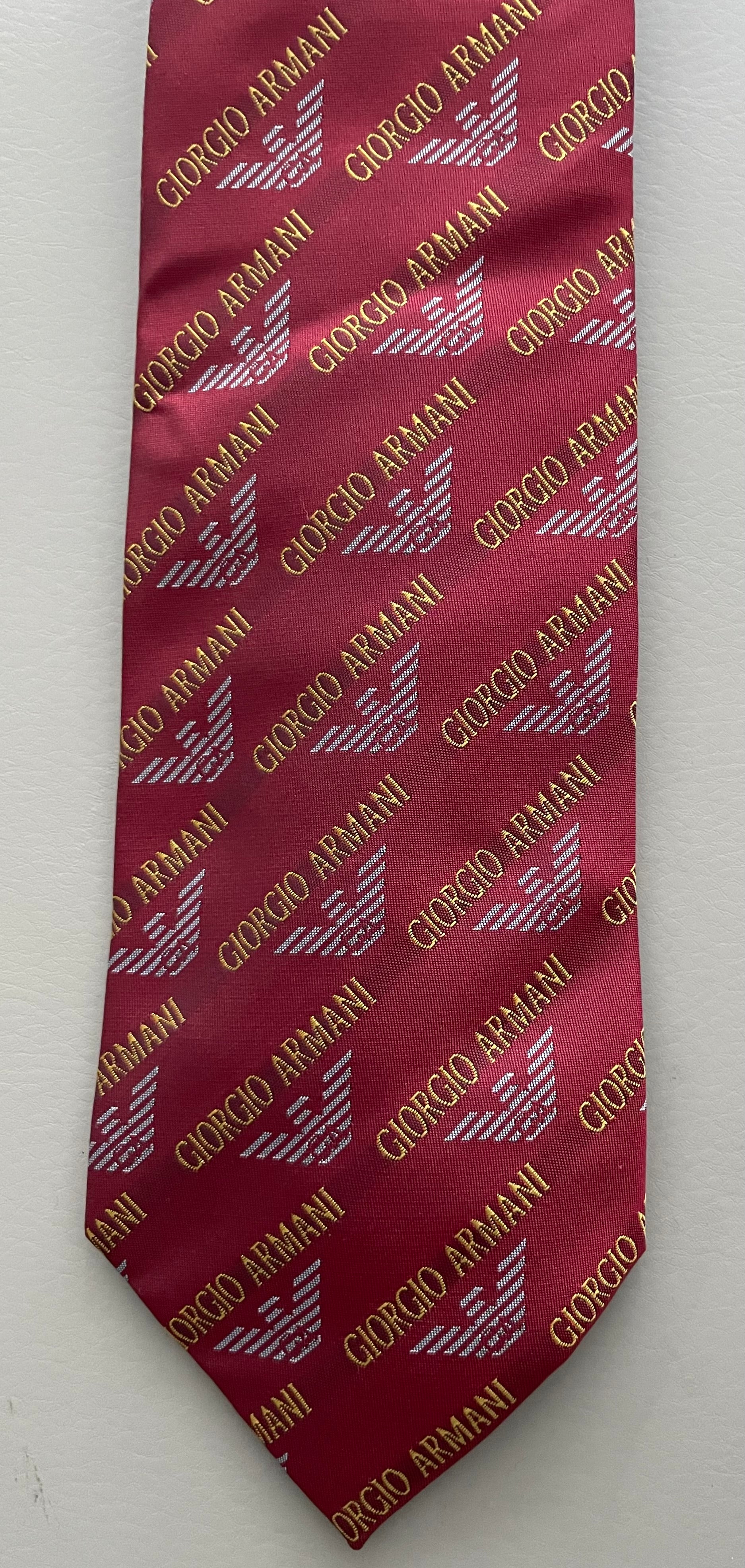 Giorgio Armani Logo 100% Silk Designer Tie Italy