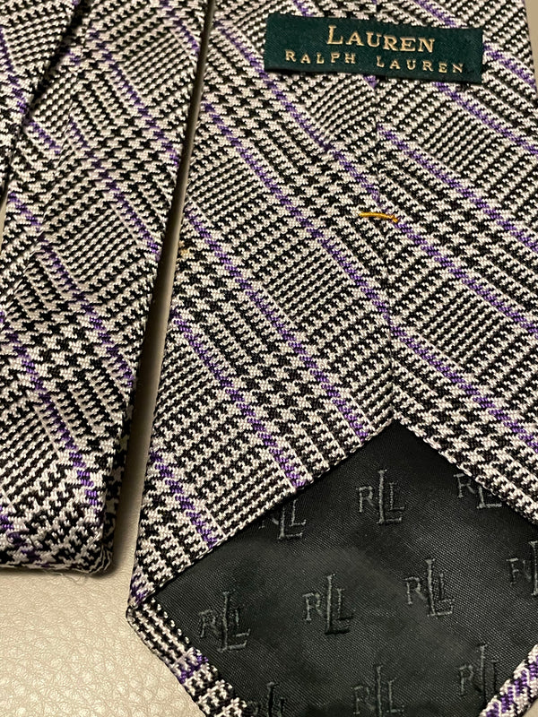 Ralph Lauren Houndstooth 100% Silk Necktie