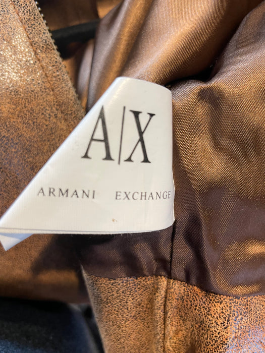 Armani Exchange belted distressed leather Jacket