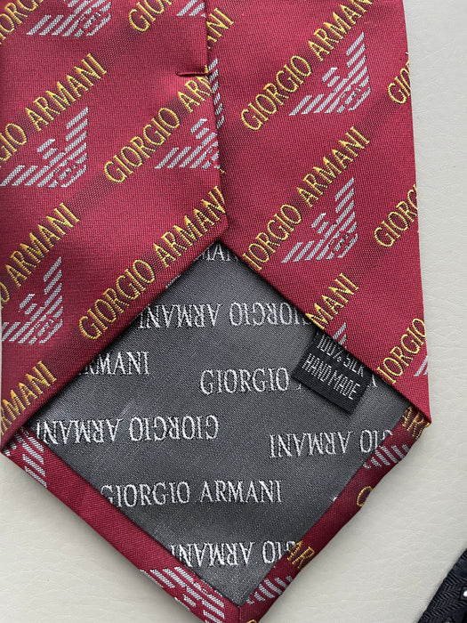 Giorgio Armani Logo 100% Silk Designer Tie Italy