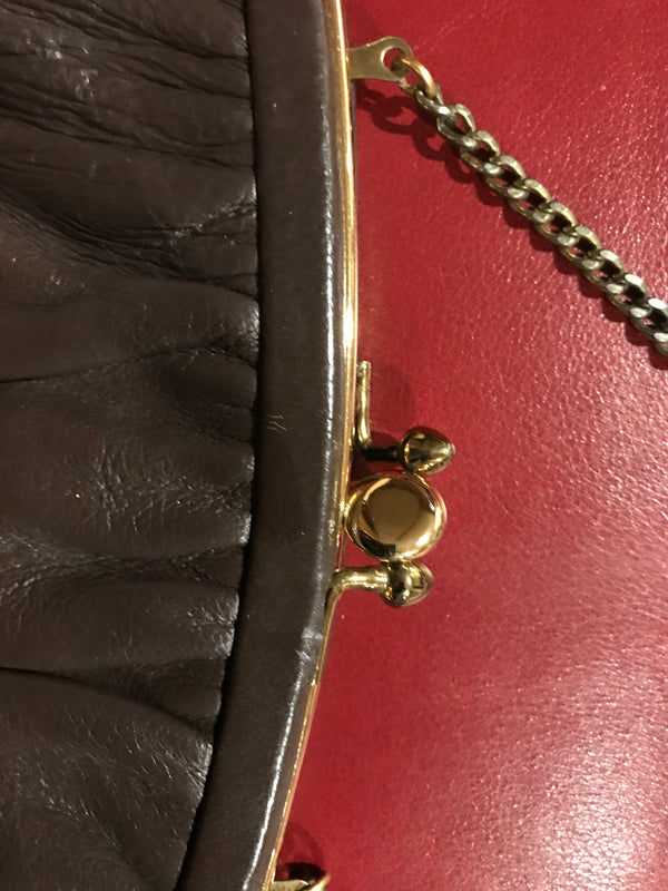 Vintage Brown Ande Purse with Goldtone Chain Shoulder Strap