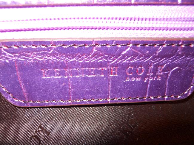 Kenneth Cole Croc Embossed Purple Leather Clutch