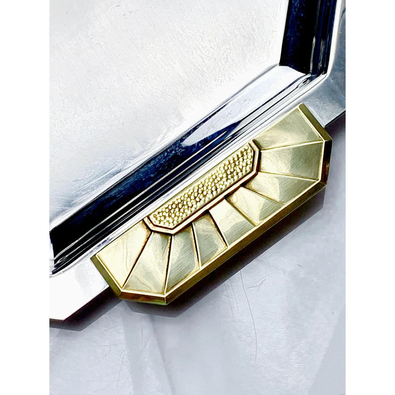 Vintage Jean Couzon Orfevre, Paris Art Deco Revival Tray Stainless Steel and Bronze Octagonal