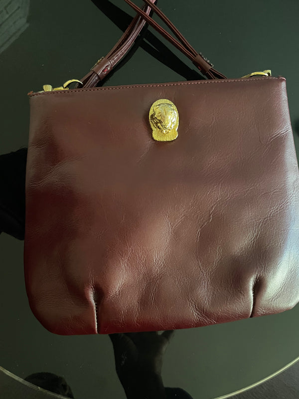 Vintage Ruth Saltz Burgundy Leather handbag 70's