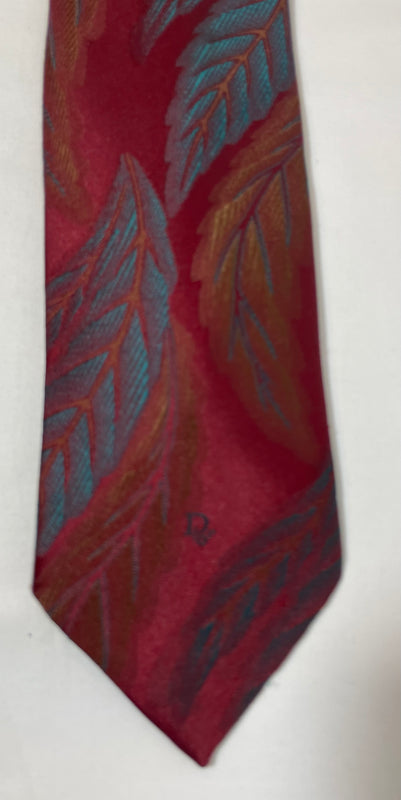 CHRISTIAN DIOR  Monsieur Burgundy, teal multi print tie  Blue Tie