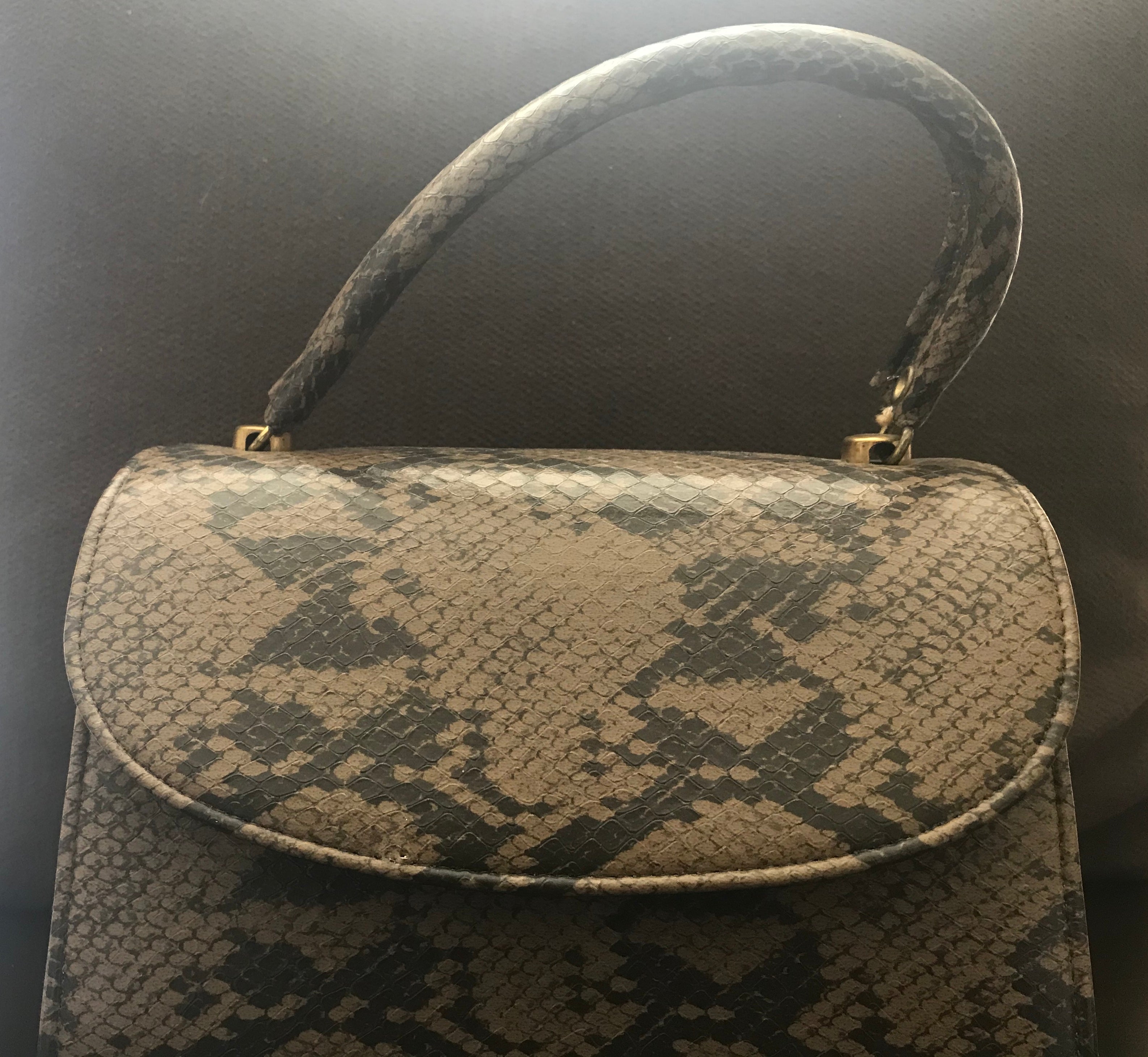1960s Faux Snakeskin Box Purse: Vintage Handbag,