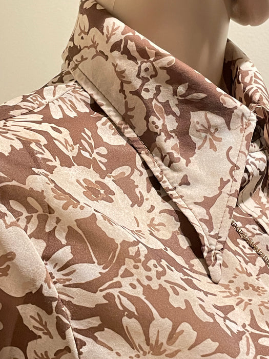 Acting Up by Act III Blouse - Brown Floral Vintage from the 1970s