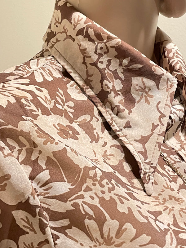 Acting Up by Act III Blouse - Brown Floral Vintage from the 1970s