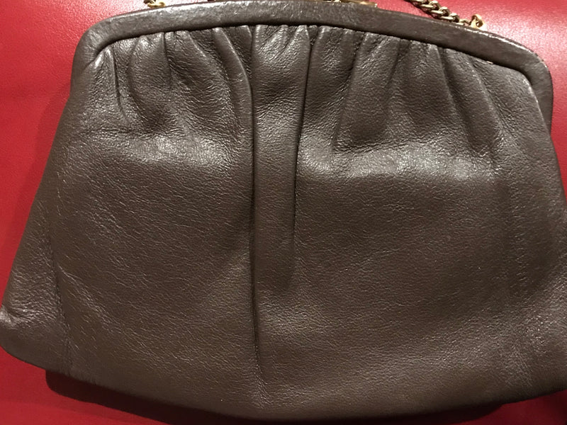 Vintage Brown Ande Purse with Goldtone Chain Shoulder Strap