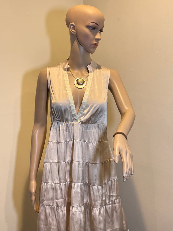 THEME by Anthropologie Sleveless Ruffle Dress Beige Size L