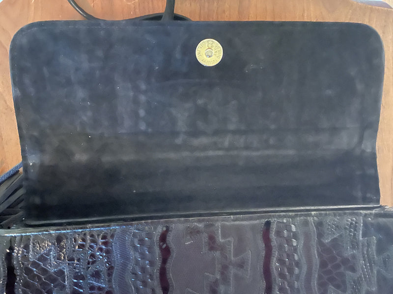 Vintage Black Sharif Leather Bag / Small Patchwork Bag