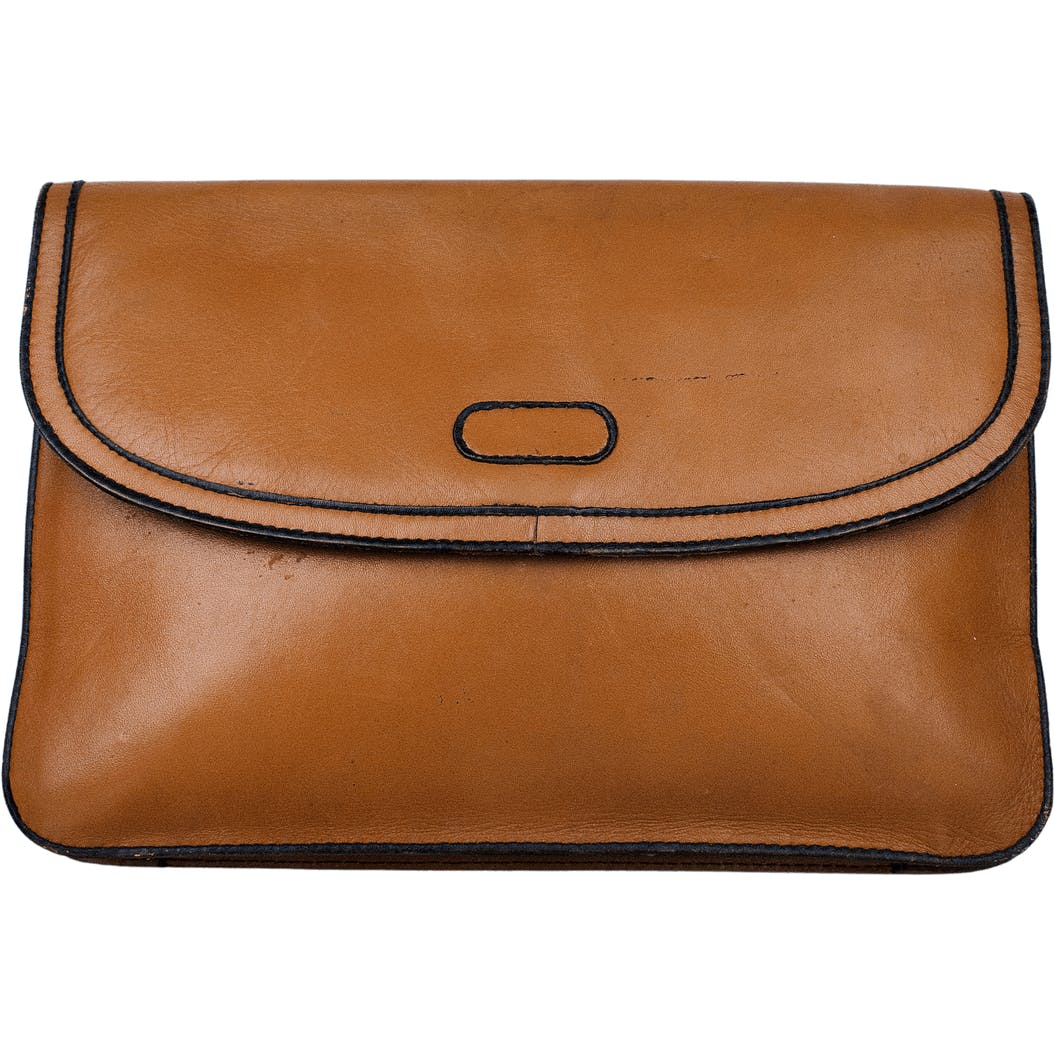Vintage 1970's VERNE Handcrafted For Personal Pride Brown Leather Clutch Purse