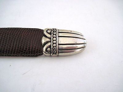 BRIGHTON Women's Brown Lizard Embossed Leather Silver Tone Buckle Tip Size S