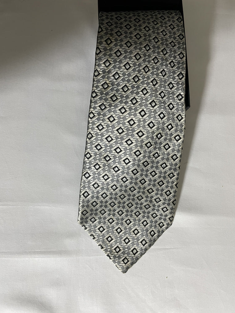 Vintage Pierre Cardin Designer Mens' Tie - black and Gray Geometric Print, Excellent!