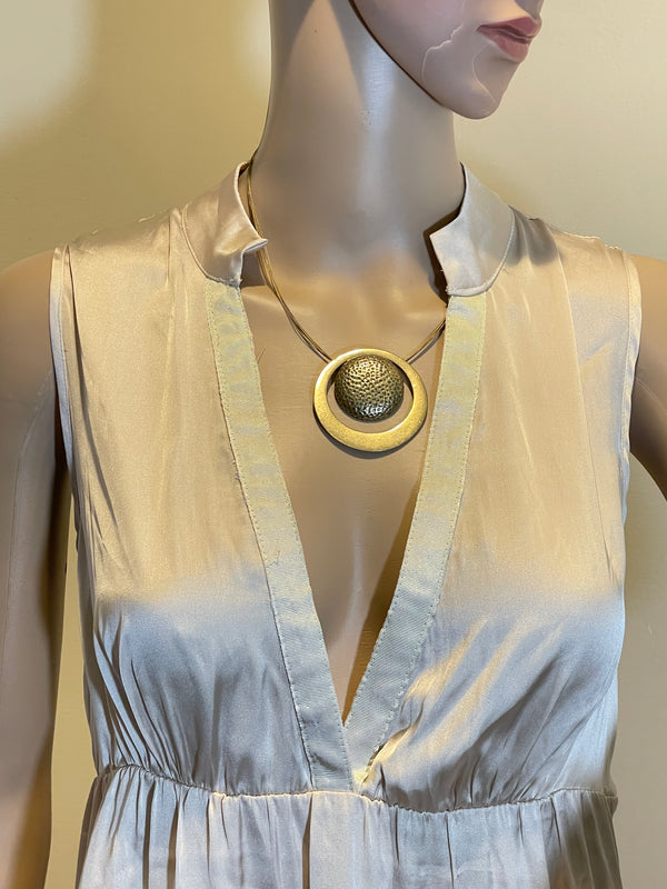 THEME by Anthropologie Sleveless Ruffle Dress Beige Size L