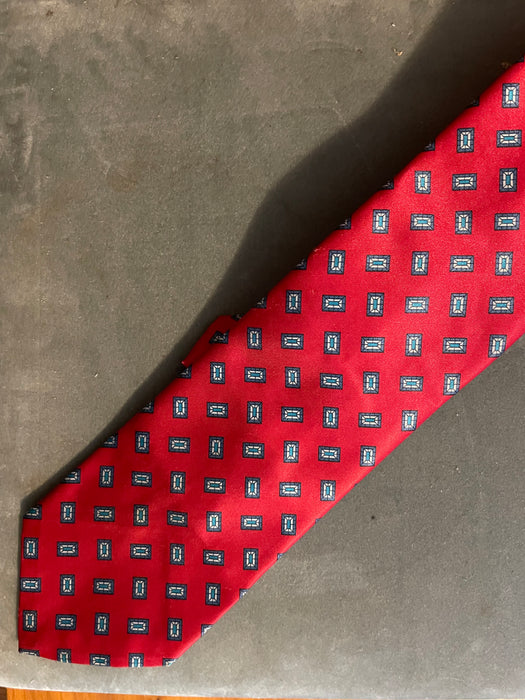 ETIENNE AIGNER red multi-print tie
