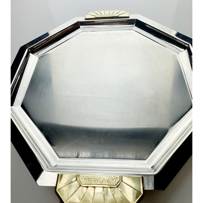 Vintage Jean Couzon Orfevre, Paris Art Deco Revival Tray Stainless Steel and Bronze Octagonal
