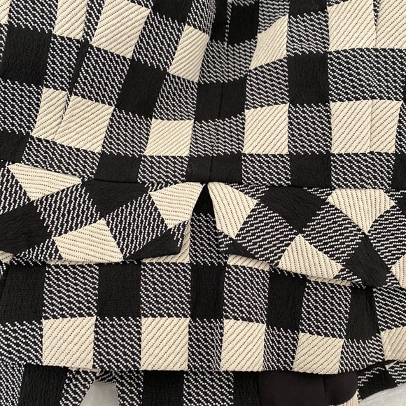 Tracey Reese plaid peplum lightweight jacket. Long sleeves, printed lining